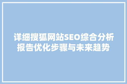 详细搜狐网站SEO综合分析报告优化步骤与未来趋势