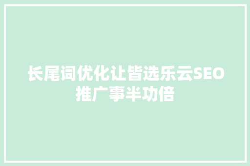 长尾词优化让皆选乐云SEO推广事半功倍
