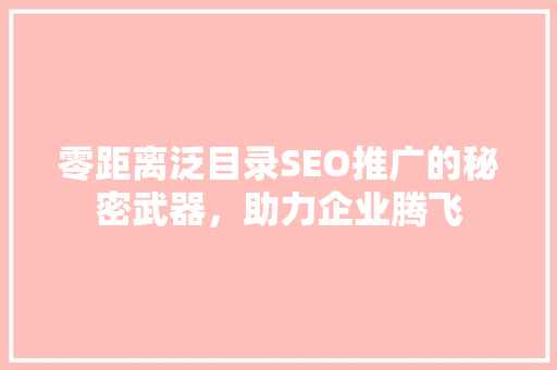 零距离泛目录SEO推广的秘密武器，助力企业腾飞