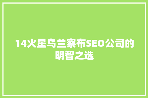 14火星乌兰察布SEO公司的明智之选