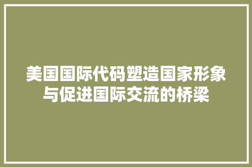 美国国际代码塑造国家形象与促进国际交流的桥梁