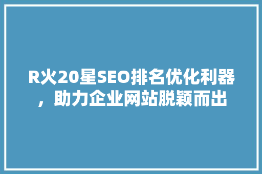 R火20星SEO排名优化利器，助力企业网站脱颖而出