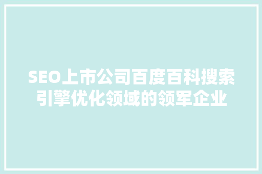 SEO上市公司百度百科搜索引擎优化领域的领军企业