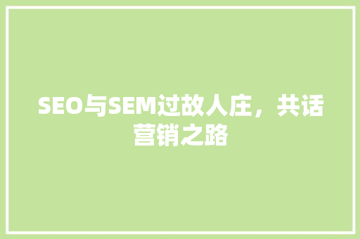 SEO与SEM过故人庄，共话营销之路