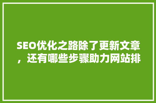SEO优化之路除了更新文章，还有哪些步骤助力网站排名提升