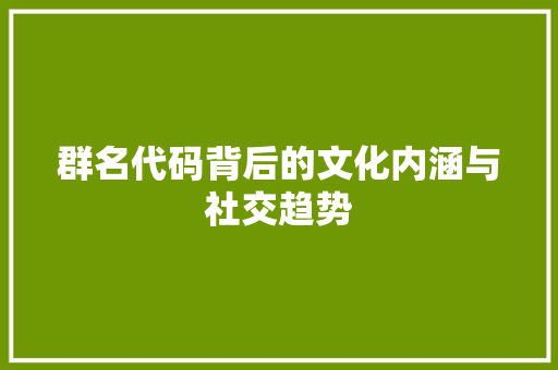 群名代码背后的文化内涵与社交趋势