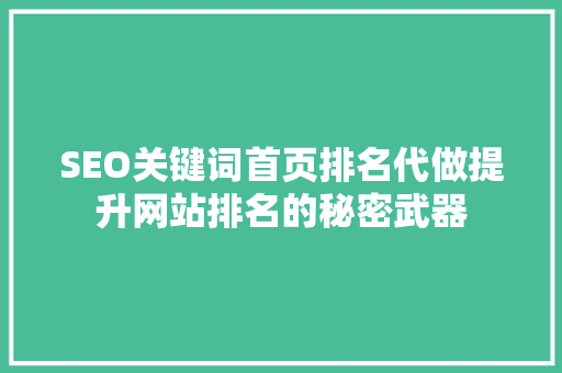 SEO关键词首页排名代做提升网站排名的秘密武器