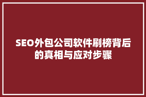 SEO外包公司软件刷榜背后的真相与应对步骤