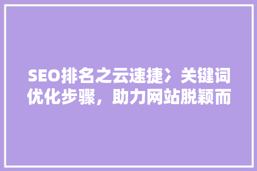 SEO排名之云速捷冫关键词优化步骤，助力网站脱颖而出