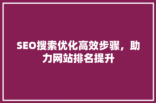 SEO搜索优化高效步骤，助力网站排名提升