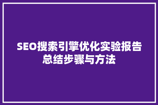 SEO搜索引擎优化实验报告总结步骤与方法