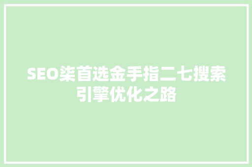 SEO柒首选金手指二七搜索引擎优化之路