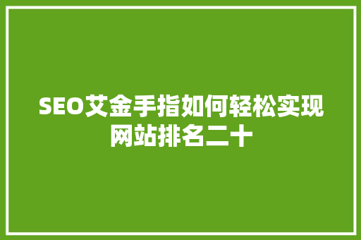 SEO艾金手指如何轻松实现网站排名二十