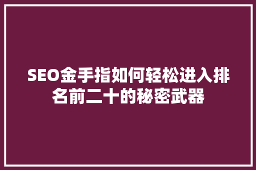 SEO金手指如何轻松进入排名前二十的秘密武器