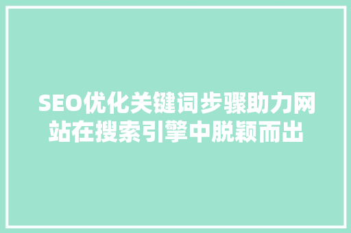 SEO优化关键词步骤助力网站在搜索引擎中脱颖而出