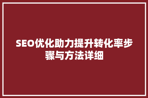SEO优化助力提升转化率步骤与方法详细  第1张