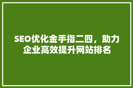 SEO优化金手指二四，助力企业高效提升网站排名