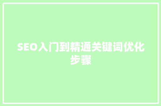SEO入门到精通关键词优化步骤