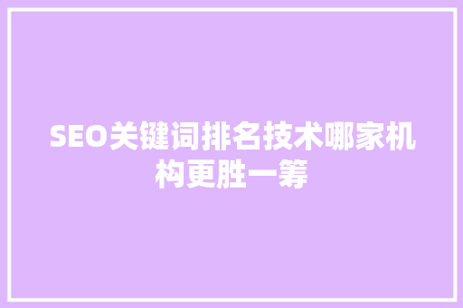 SEO关键词排名技术哪家机构更胜一筹