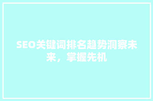 SEO关键词排名趋势洞察未来，掌握先机