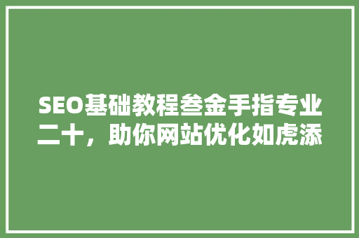 SEO基础教程叁金手指专业二十，助你网站优化如虎添翼