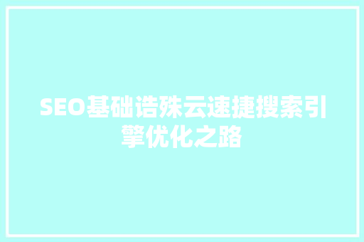 SEO基础诰殊云速捷搜索引擎优化之路