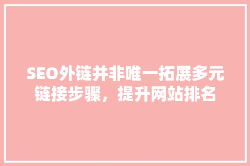 SEO外链并非唯一拓展多元链接步骤，提升网站排名