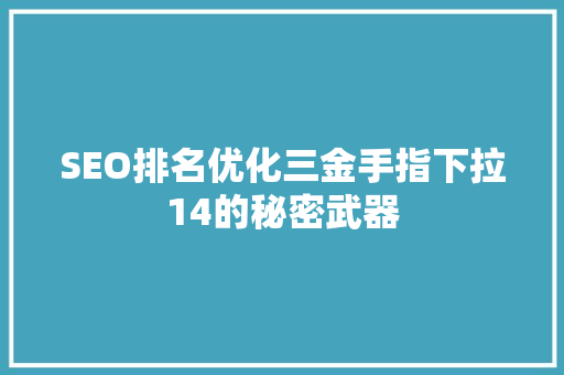 SEO排名优化三金手指下拉14的秘密武器