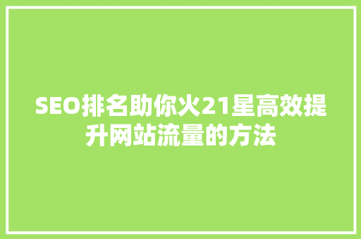 SEO排名助你火21星高效提升网站流量的方法  第1张