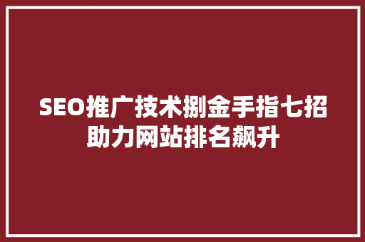 SEO推广技术捌金手指七招助力网站排名飙升