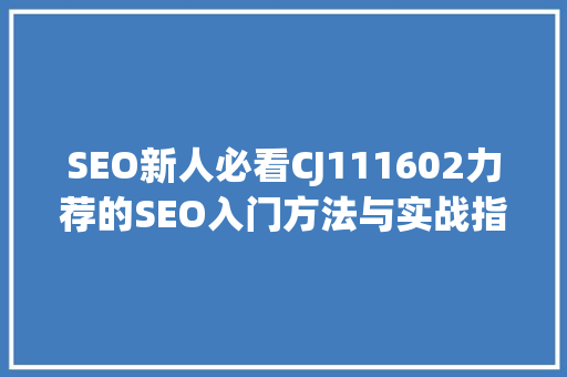 SEO新人必看CJ111602力荐的SEO入门方法与实战指南