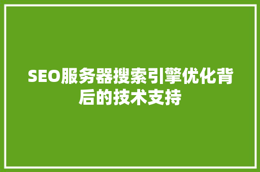 SEO服务器搜索引擎优化背后的技术支持