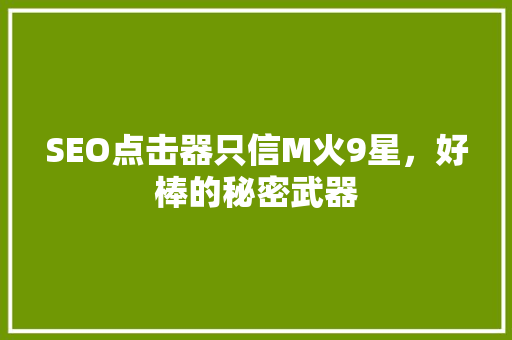SEO点击器只信M火9星，好棒的秘密武器