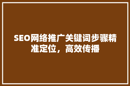 SEO网络推广关键词步骤精准定位，高效传播