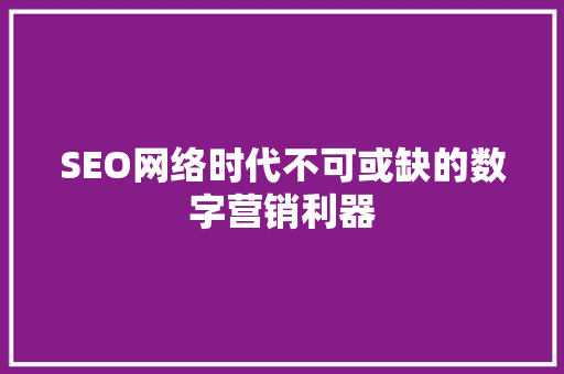 SEO网络时代不可或缺的数字营销利器