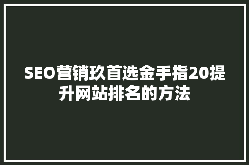 SEO营销玖首选金手指20提升网站排名的方法