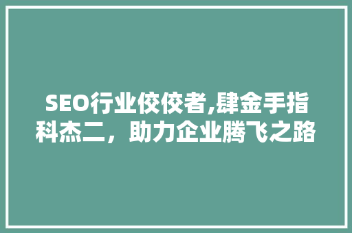 SEO行业佼佼者,肆金手指科杰二，助力企业腾飞之路