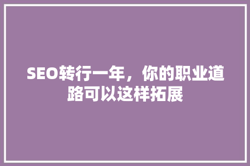 SEO转行一年，你的职业道路可以这样拓展