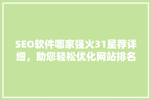 SEO软件哪家强火31星荐详细，助您轻松优化网站排名