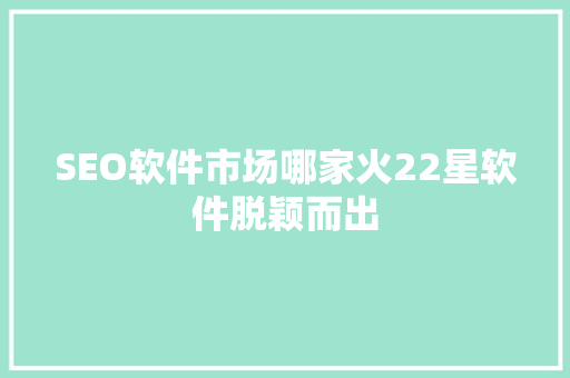 SEO软件市场哪家火22星软件脱颖而出