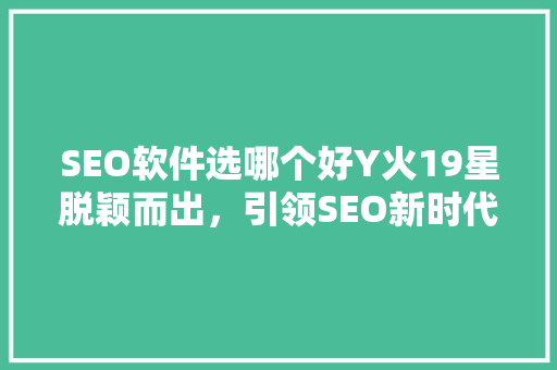 SEO软件选哪个好Y火19星脱颖而出，引领SEO新时代