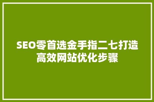 SEO零首选金手指二七打造高效网站优化步骤  第1张