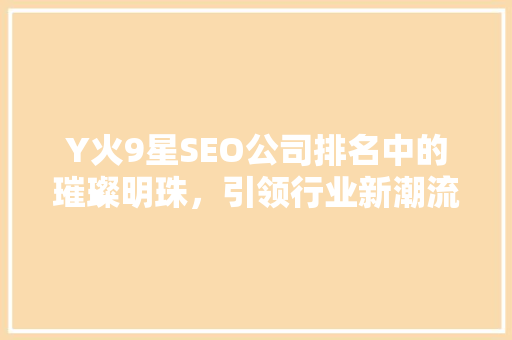 Y火9星SEO公司排名中的璀璨明珠，引领行业新潮流