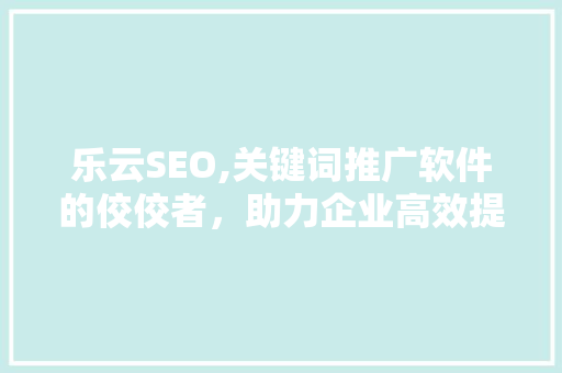 乐云SEO,关键词推广软件的佼佼者，助力企业高效提升网站排名