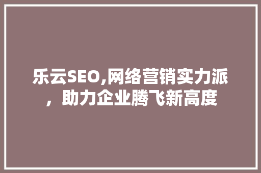 乐云SEO,网络营销实力派，助力企业腾飞新高度