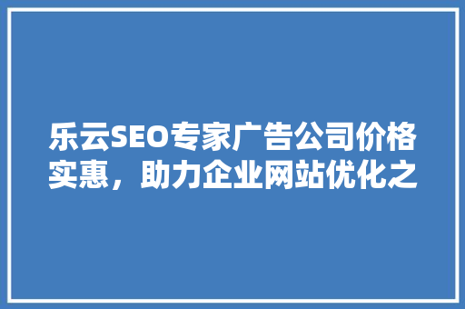 乐云SEO专家广告公司价格实惠，助力企业网站优化之路