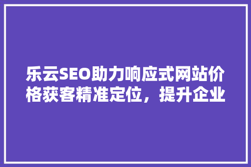 乐云SEO助力响应式网站价格获客精准定位，提升企业竞争力