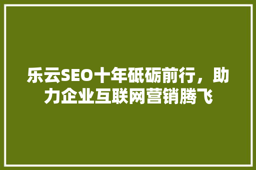 乐云SEO十年砥砺前行，助力企业互联网营销腾飞