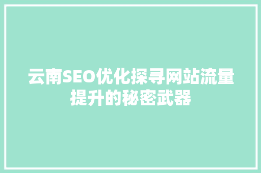云南SEO优化探寻网站流量提升的秘密武器