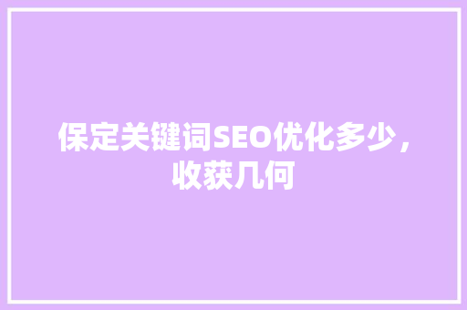 保定关键词SEO优化多少，收获几何